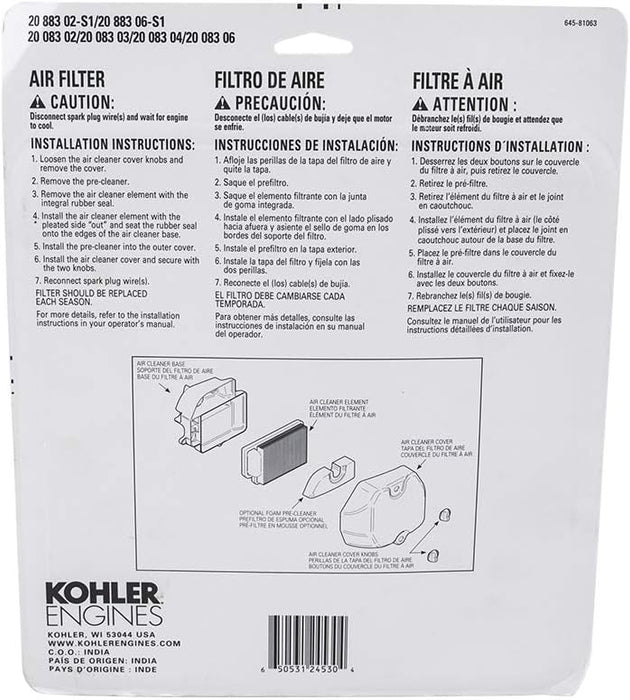 20 883 06-S1 Kohler Air Filter Kit