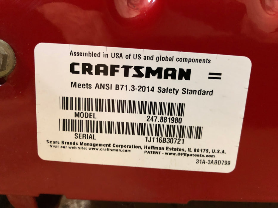 247.88198 Craftsman 22" Two Stage Residential Self Propelled Snowblower
