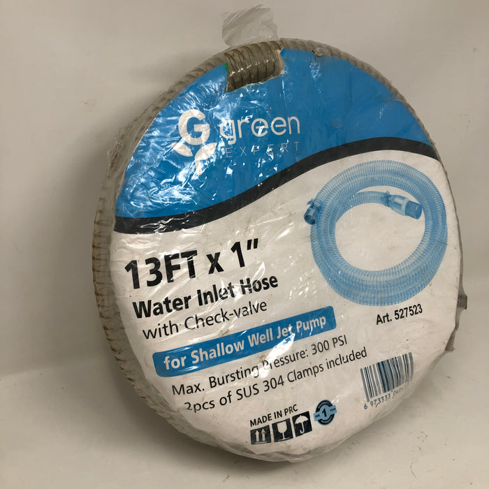 527523 Green Expert 13'x1" Water Inlet Hose w/ Check Valve