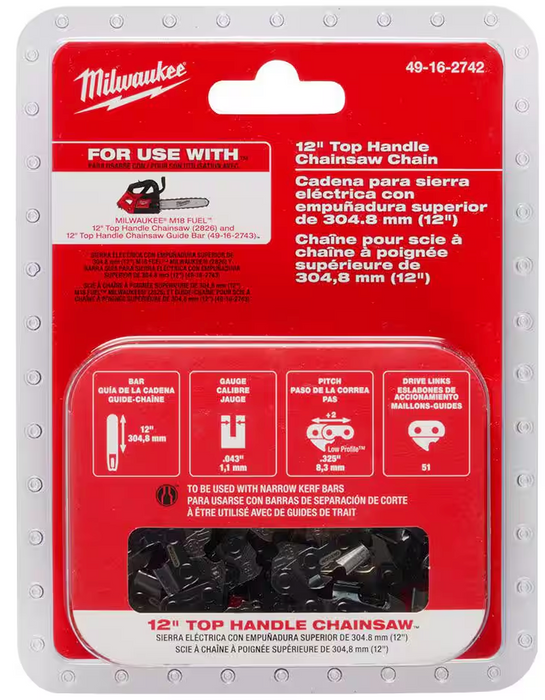 49-16-2742 Milwaukee 12" Top Handle Chain Saw Chain