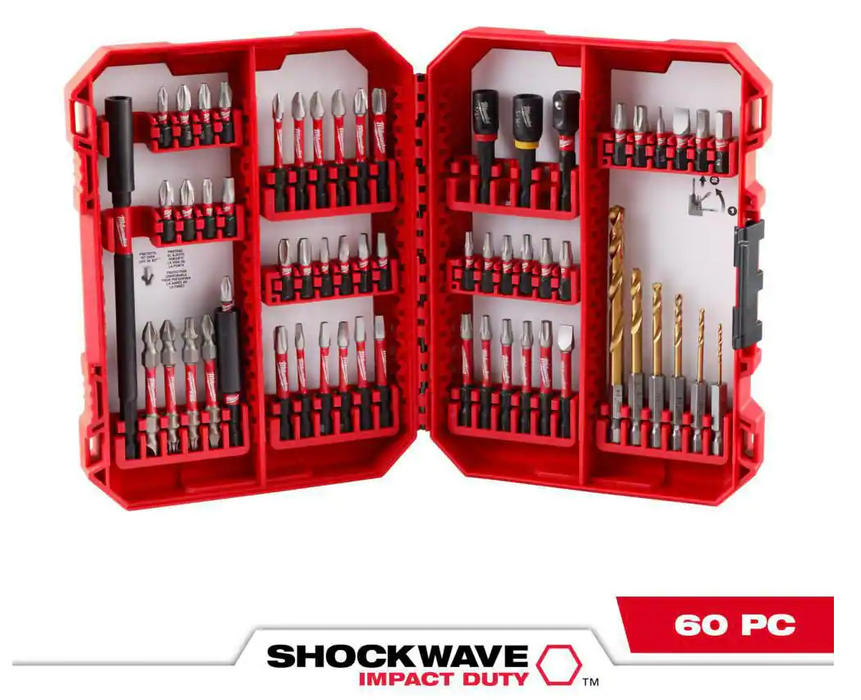 48-32-4097 Milwaukee SHOCKWAVE Impact Duty Alloy Steel Screw Driver Bit Set - 60 PC