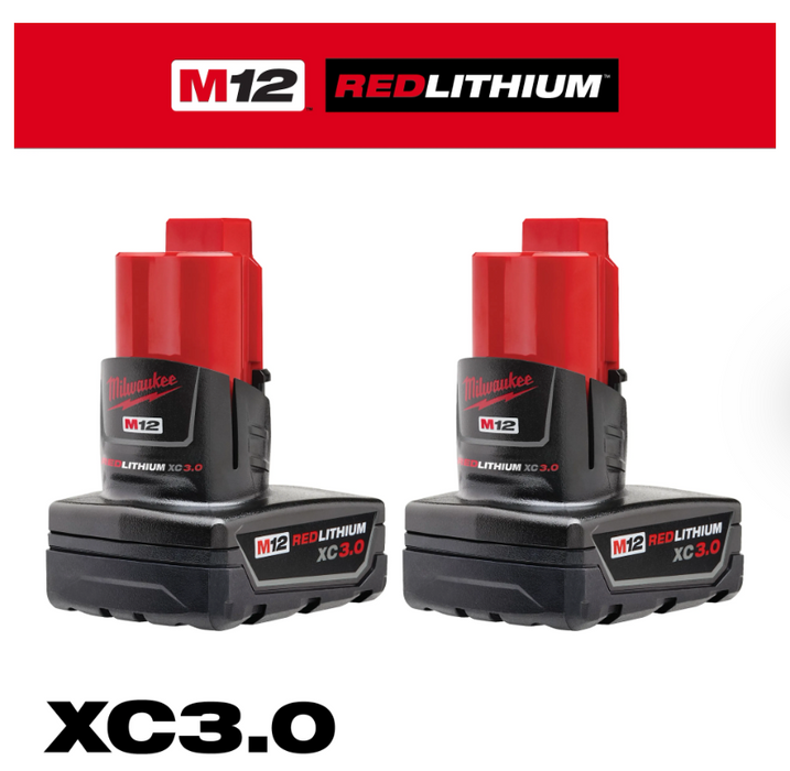 48-11-2412 Milwaukee M12 Redlithium XC3.0 Battery Two Pack