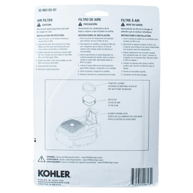 32 883 03-S1 Kohler Air Filter