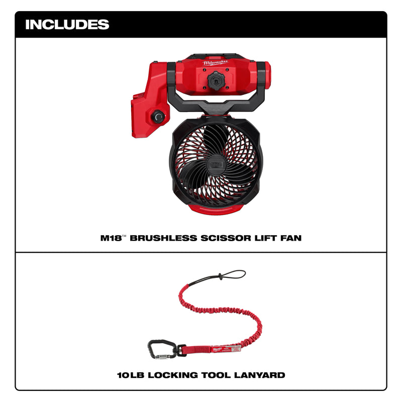 0817-20 Milwaukee M18 18-Volt Lithium-Ion Brushless Cordless Scissor Lift Fan (Tool-Only)