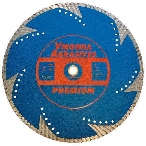 425-05218 Virginia Abrasives 14" x .125" x 1"/20mm Premium Vented Turbo Rim Diamond Blade for Wet Dry Brick/Paver Hardscape