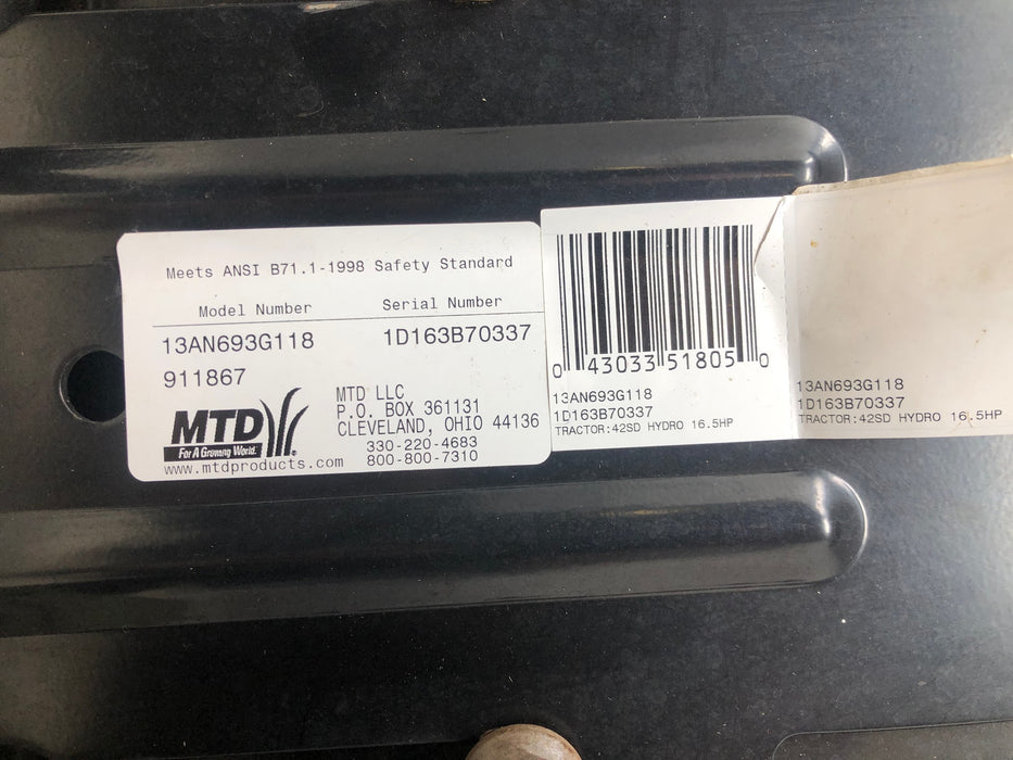 757-04001 MTD Low Back Seat & Bracket