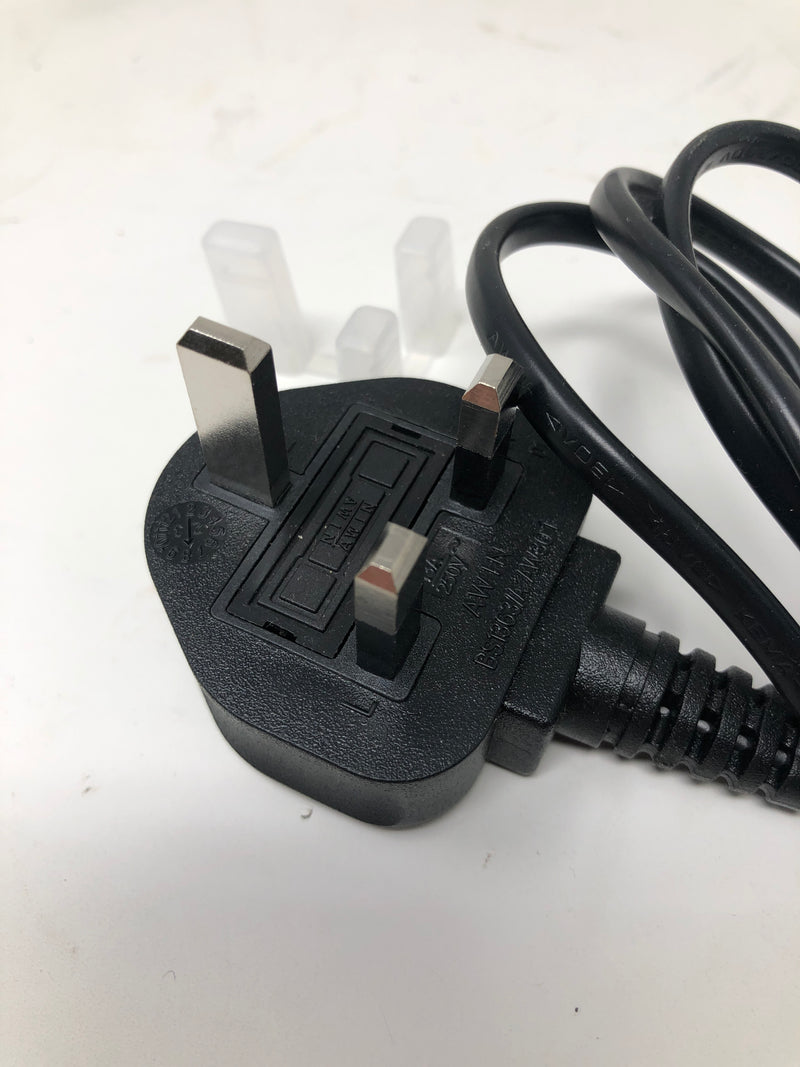 BS1363A SF Cable Power Cord Lot of 4, 4ft (UK Fused Plug) to C7