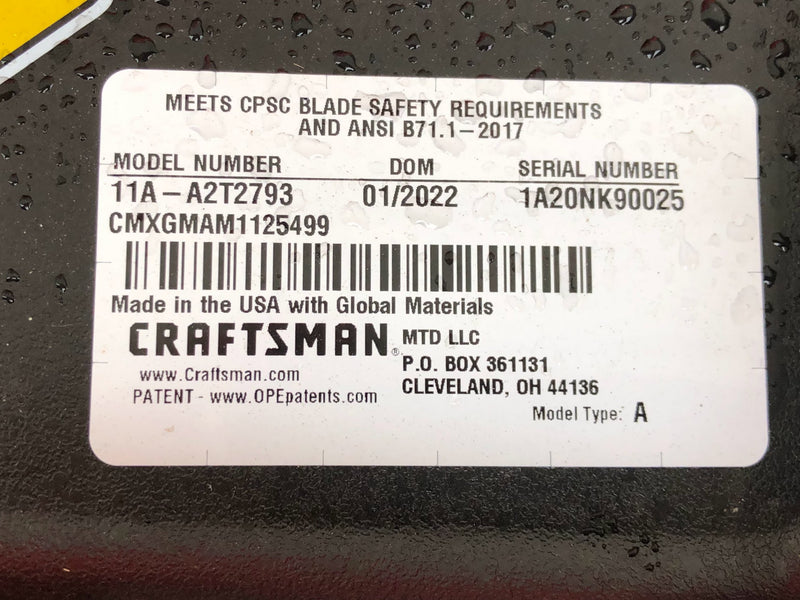 11A-A2T2793 Craftsman 21" Push Mower (Used)