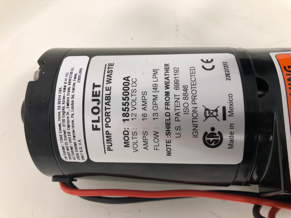18555 Flojet Portable RV Waste Pump Self Priming Macerator + Case