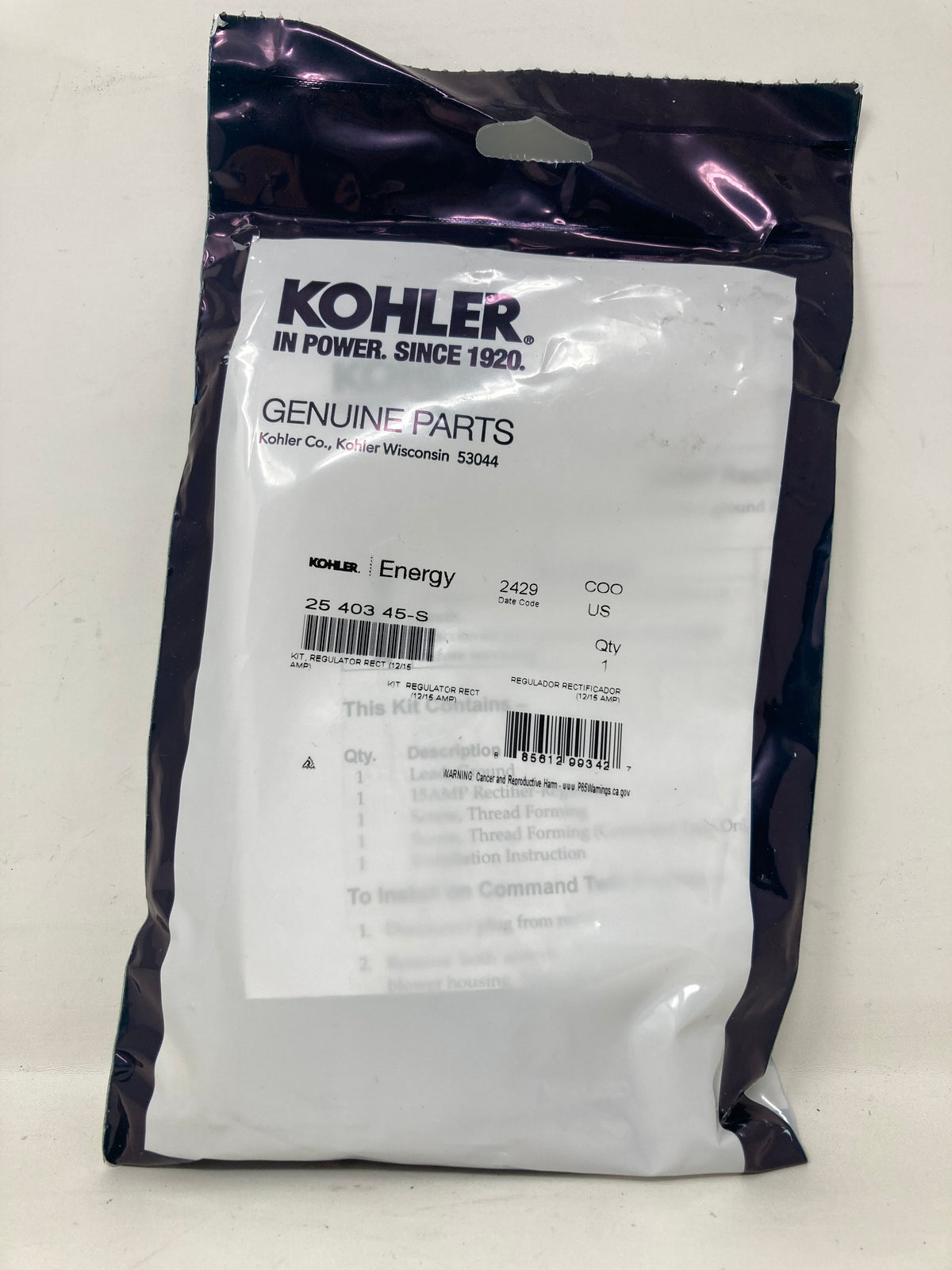 25 403 45-S Kohler Voltage Regulator/Rectifier — RC Engine