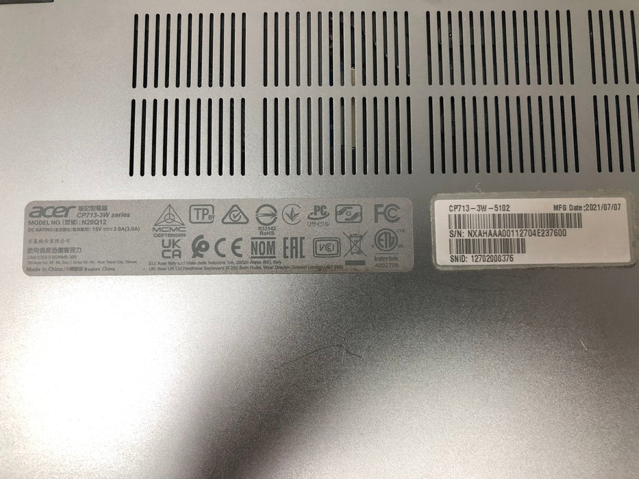 CP713-3W Acer Chromebook Spin Laptop + Cord 13.5", i5, 2021
