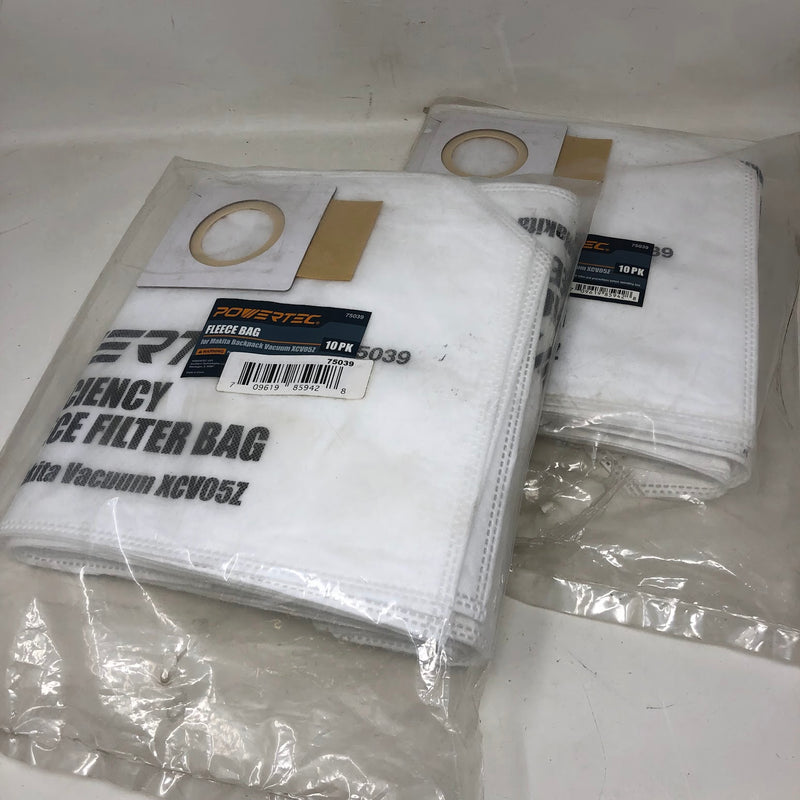 75039 Powertec Fleece Bags for Makita Backpack Vacuum XCV05Z (x20)