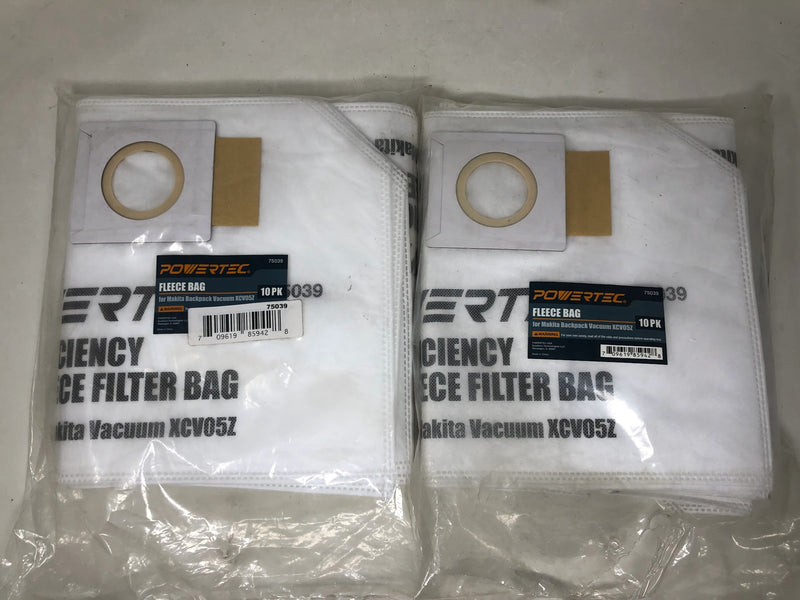75039 Powertec Fleece Bags for Makita Backpack Vacuum XCV05Z (x20)