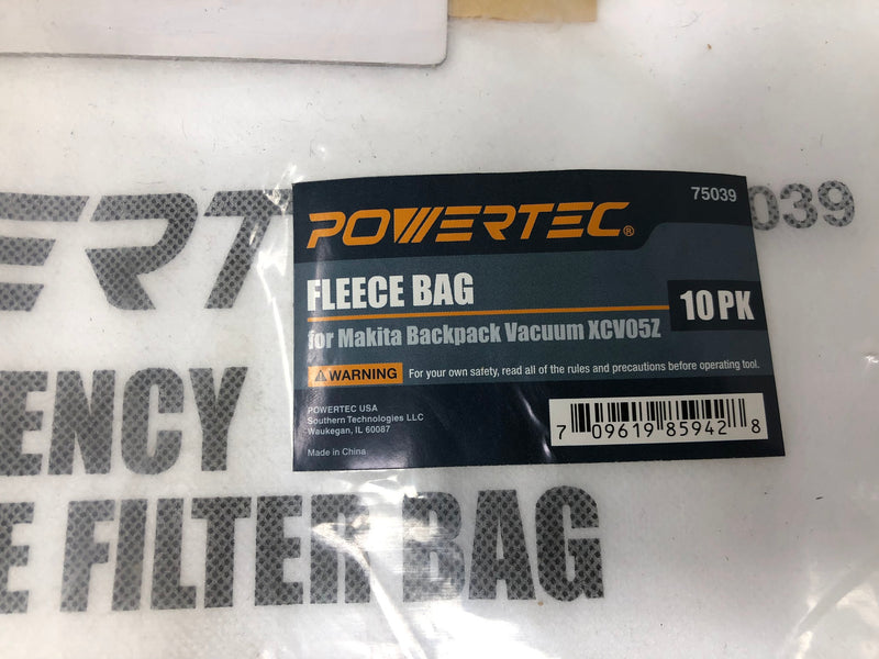 75039 Powertec Fleece Bags for Makita Backpack Vacuum XCV05Z (x20)
