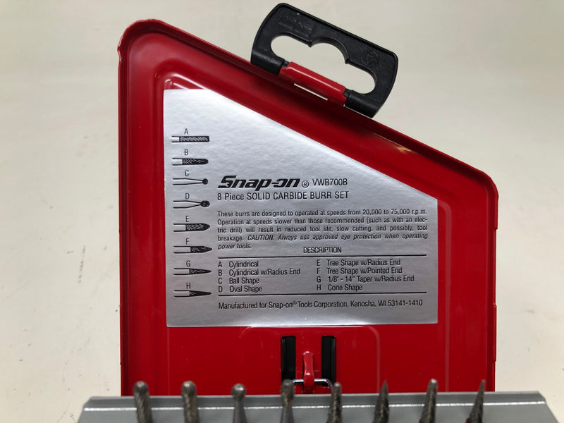 VWB700B Snap-On Carbide Burr Bit Set 8-Piece