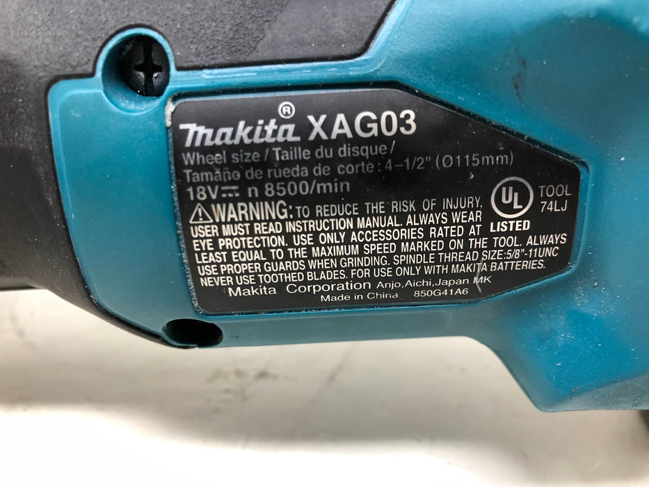 XAG03 Makita 18V Brushless Angle Grinder (Used)