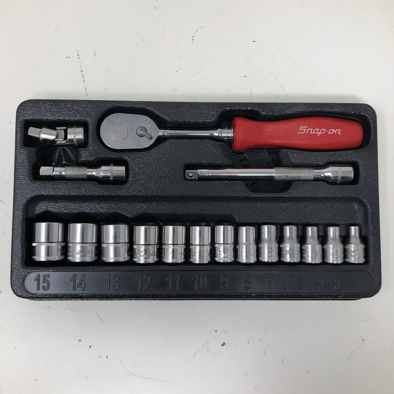 PAKTY315 Snap-On Socket Set & Tray - Metric - 1/4" - 6 Point - 17pcs