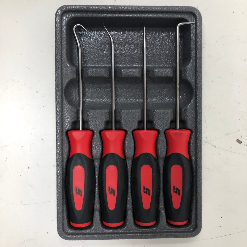 SG3AS Snap-On Mini Awl & Pick Set - Soft Grip - Red - 4pcs