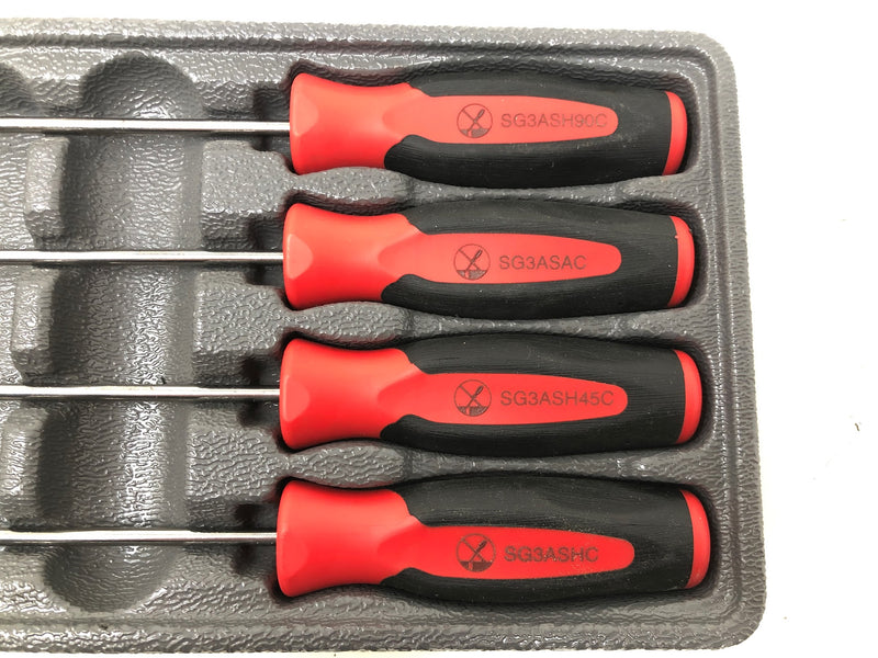 SG3AS Snap-On Mini Awl & Pick Set - Soft Grip - Red - 4pcs