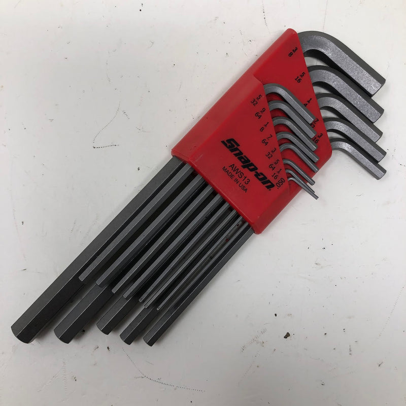 AWS13 Snap-On SAE L-Shaped Hex Wrench Set (1/20–3/8") - 13pc