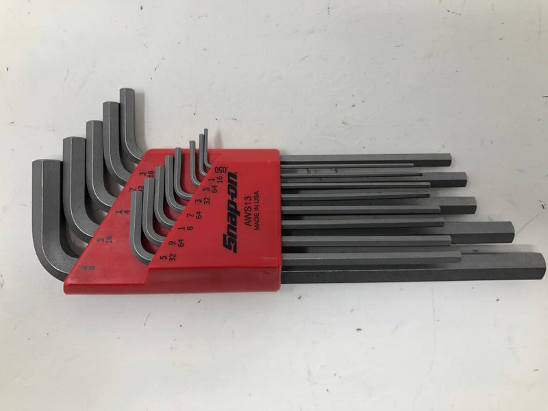 AWS13 Snap-On SAE L-Shaped Hex Wrench Set (1/20–3/8") - 13pc