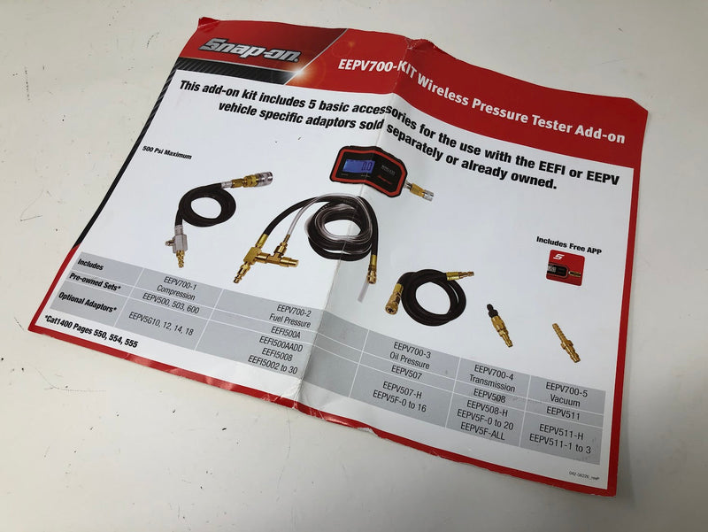 EEPV700 Snap-On Wireless Pressure Tester Kit + Accessories & Parts