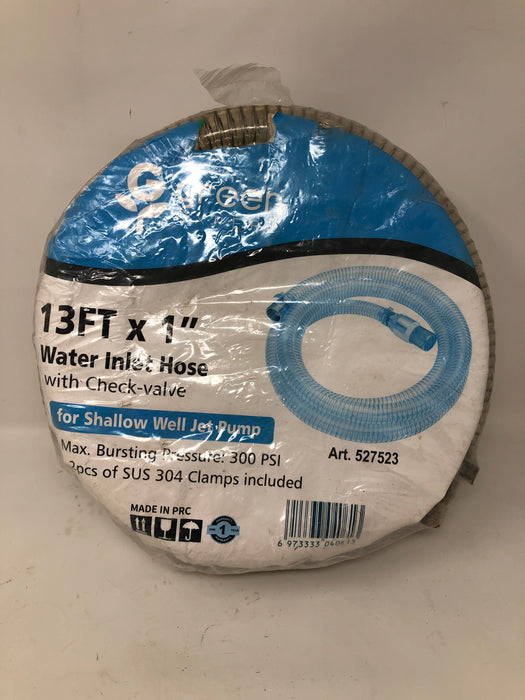 527523 Green Expert 13'x1" Water Inlet Hose w/ Check Valve