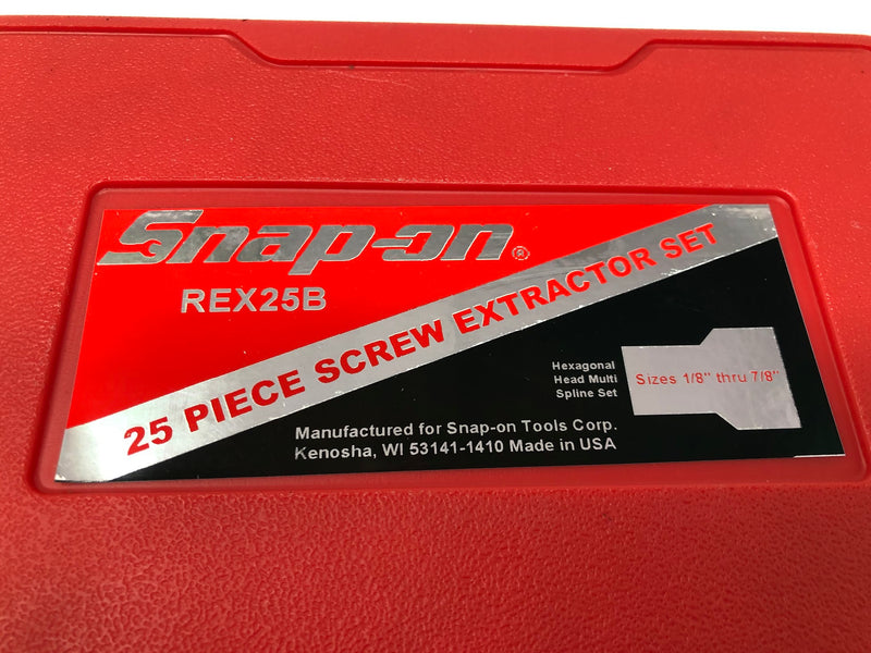 REX25B Snap-On 25 Piece Screw Extractor Set 1/8"-7/8"