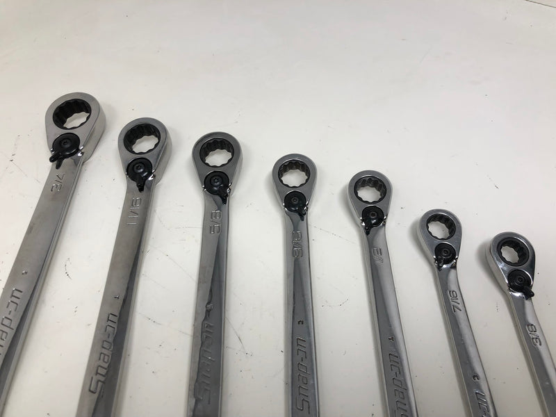 SOEXR707 Snap-On SAE Wrench Set - Ratcheting - Reversible - 3/8-3/4 - 7pc