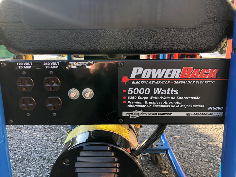 GT5000 DeVilbiss Power Back Electric Generator - 5000 Watts - Used