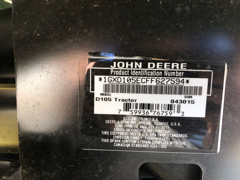 D105 John Deere 42" Riding Tractor (Used)