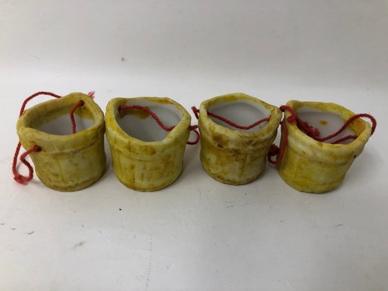 Vintage Japan Dutch Boy Girl Blue White Pail Milk Maid Water Buckets Yoke