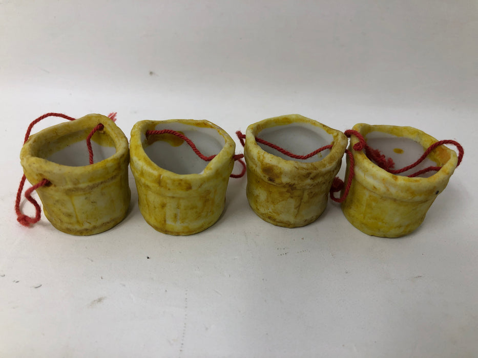 Vintage Japan Dutch Boy Girl Blue White Pail Milk Maid Water Buckets Yoke