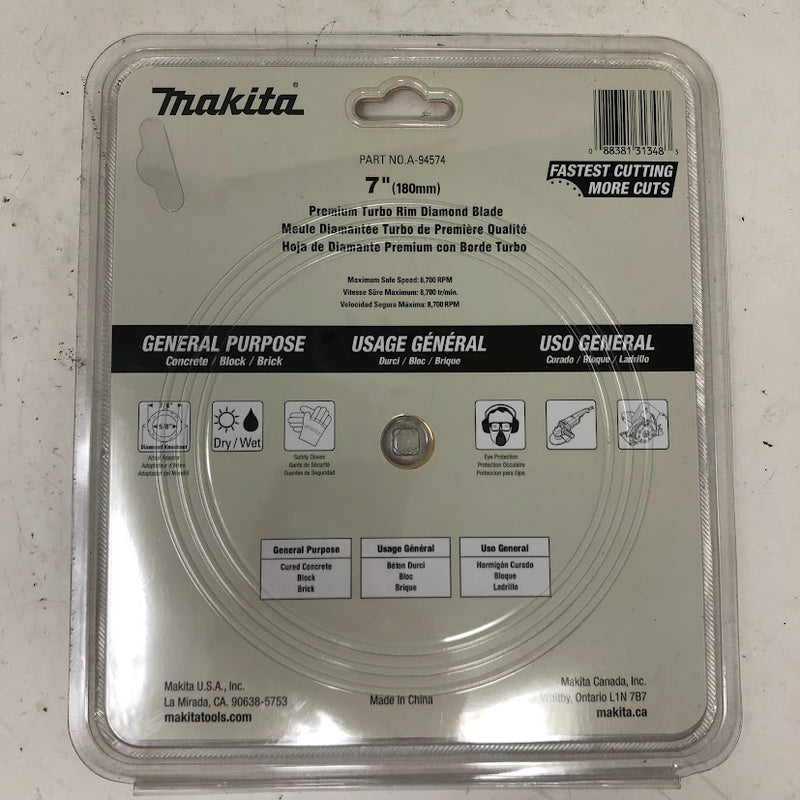 A-94574 Makita 7" Diamond Blade - Premium Turbo Rim - General Purpose