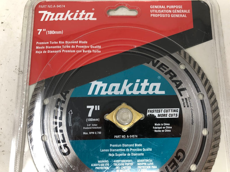 A-94574 Makita 7" Diamond Blade - Premium Turbo Rim - General Purpose