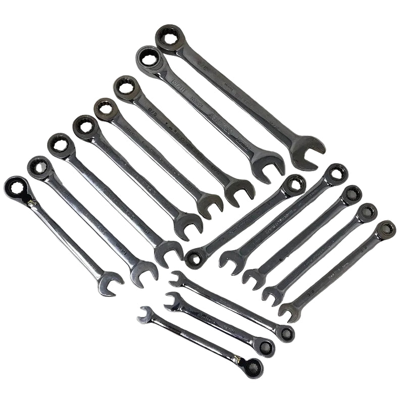 Assorted Ratchet Wrenches - 16pc - STD + Metric - GearWrench, Kohler Engines, Stanley