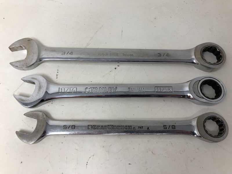 Assorted Ratchet Wrenches - 16pc - STD + Metric - GearWrench, Kohler Engines, Stanley
