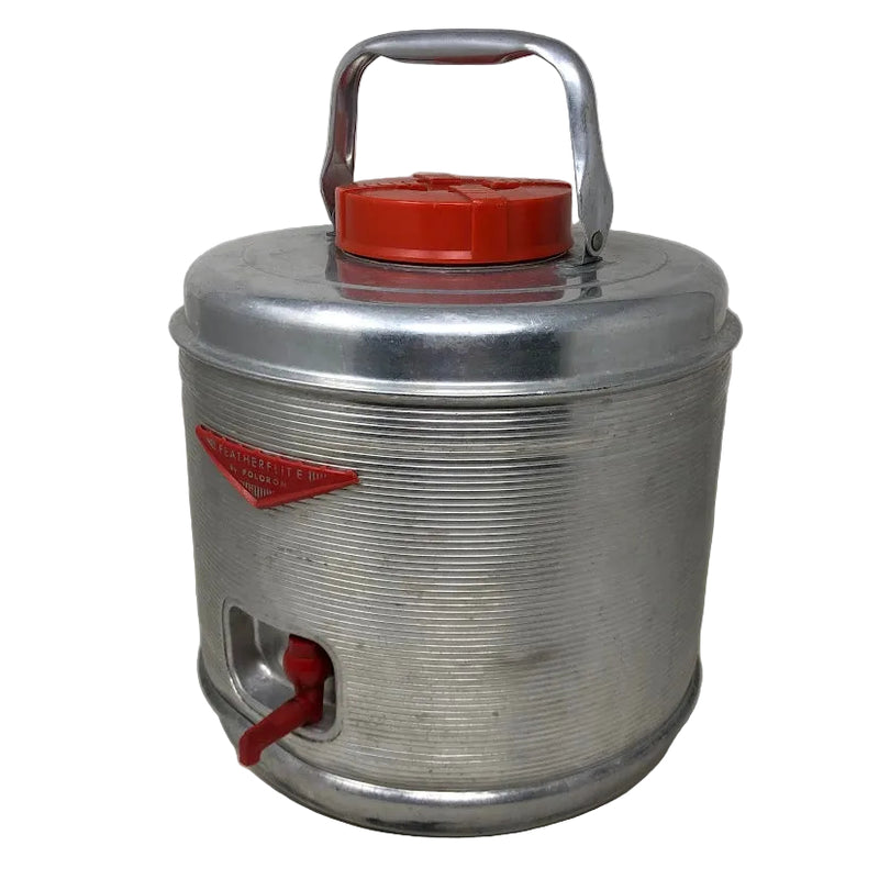 Featherflite by Poloron Vintage Aluminum Insulated Cooler - Silver & Red - Portable