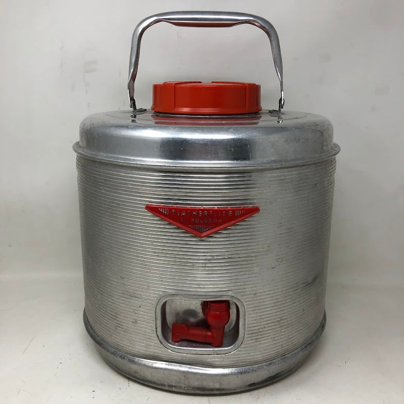 Featherflite by Poloron Vintage Aluminum Insulated Cooler - Silver & Red - Portable
