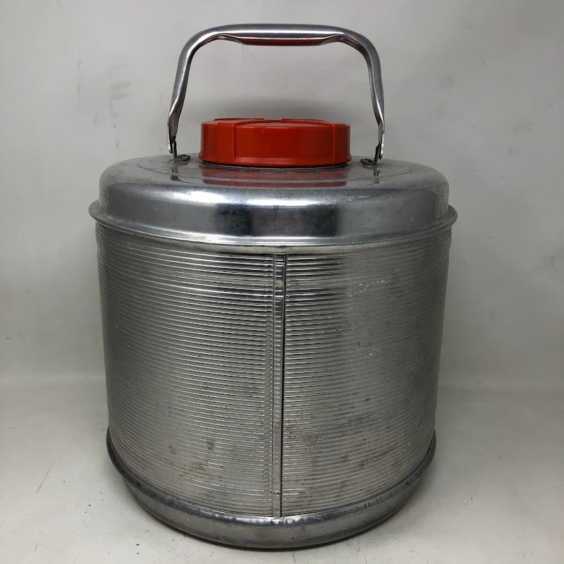 Featherflite by Poloron Vintage Aluminum Insulated Cooler - Silver & Red - Portable