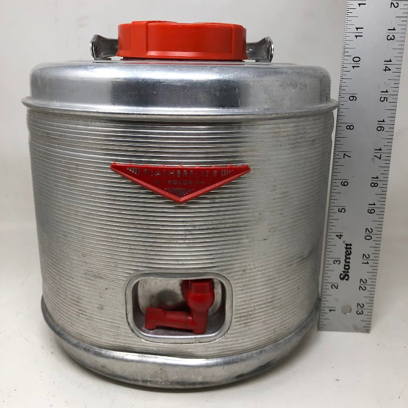 Featherflite by Poloron Vintage Aluminum Insulated Cooler - Silver & Red - Portable