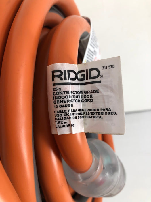711 575 Ridgid 25ft Contractor Grade Indoor / Outdoor Generator Cord