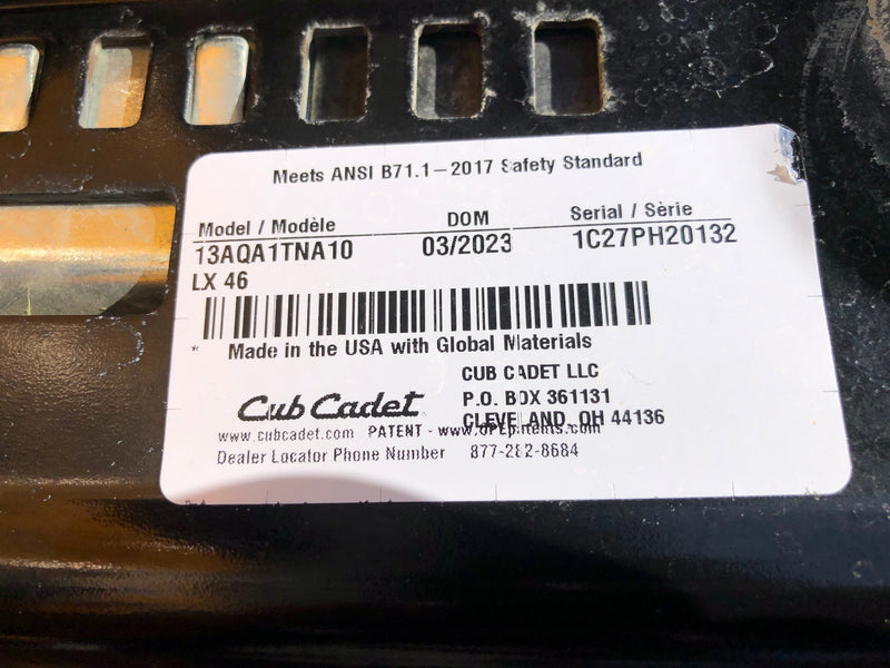 XT2 LX46 Cub Cadet 46" Riding Tractor (USED)