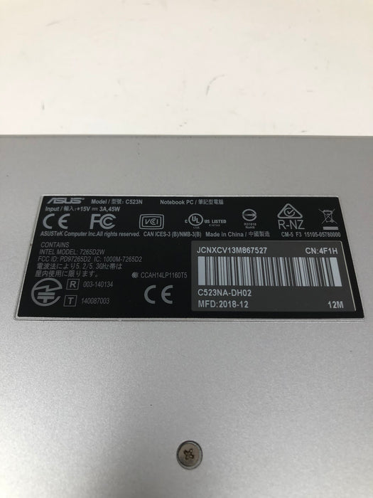 C523N ASUS Chromebook 15.6" 4GB 32GB
