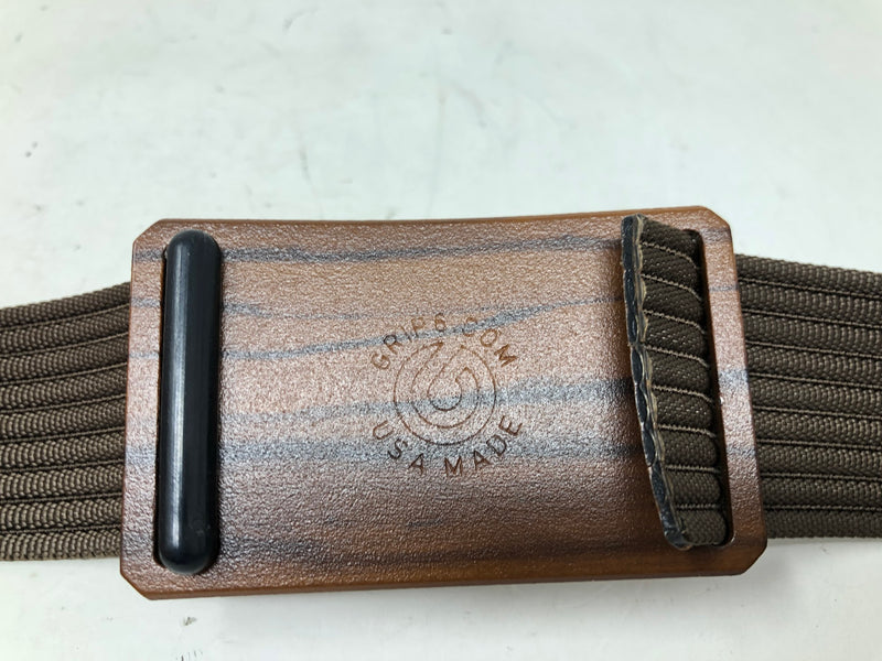 Grip6 Wood Look Belt Buckle + Brown Belt