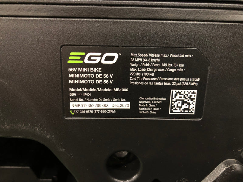 MB1000 EGO Power+ 56V Mini Bike (Used - 163 Miles)