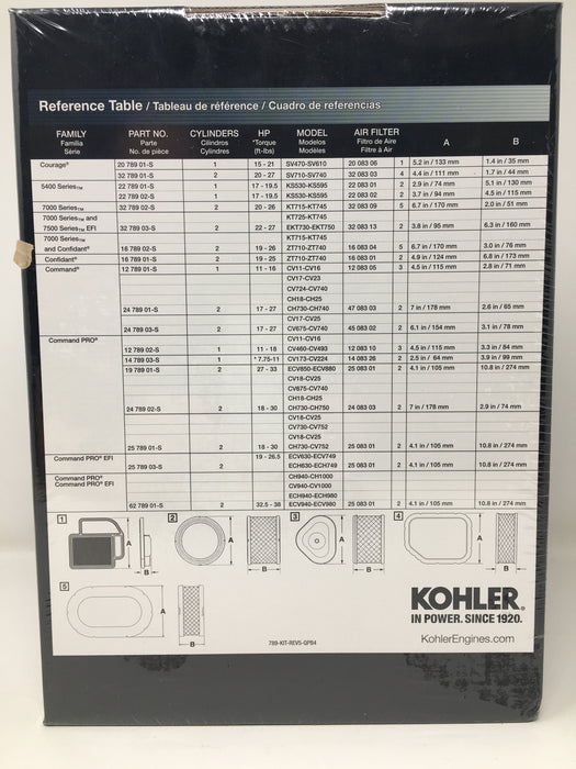 25 789 03-S Kohler Maintenance Kit Command Pro Twin HDAC EFI