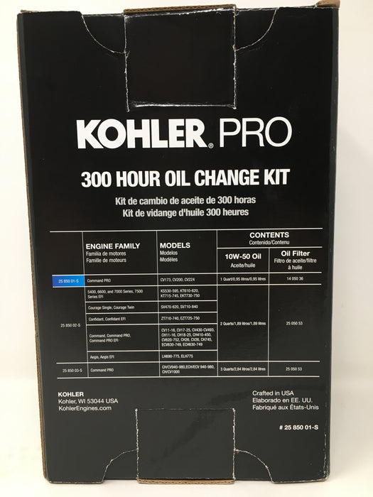 25 850 01-S Kohler 300 Hour Oil Change Kit (1 Quart)