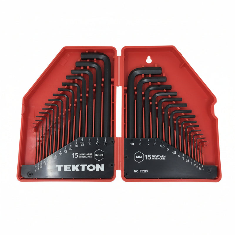 25253 Tekton Hex Key Set + Case - 30Pc - Long & Short Arm - Metric & SAE