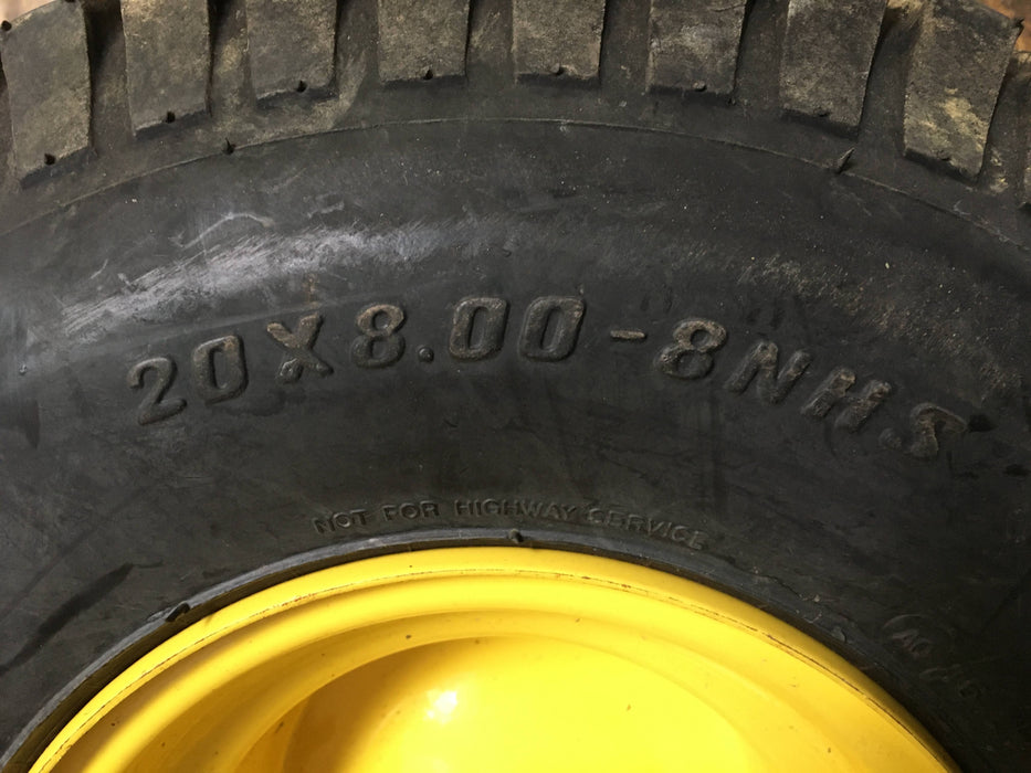 GY20637 John Deere Rear Tire and Wheel 20X8.00-8 from JD D110 100 Series Tractor from JD D110 100 Series Tractor